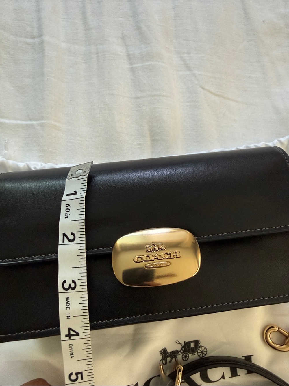 Coach Black Leather Crossbody with Gold-Tone Turnlock - Picture 10 of 14